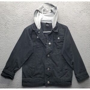 Shaun White Skate Snowboarding Jacket Mens Small Black Denim Hooded Snap Front